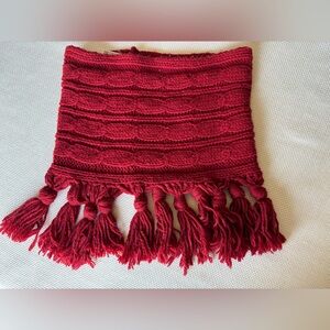 Vintage Abercrombie Fitch One Size Red Wool Blend Infinity Scarf Tassel